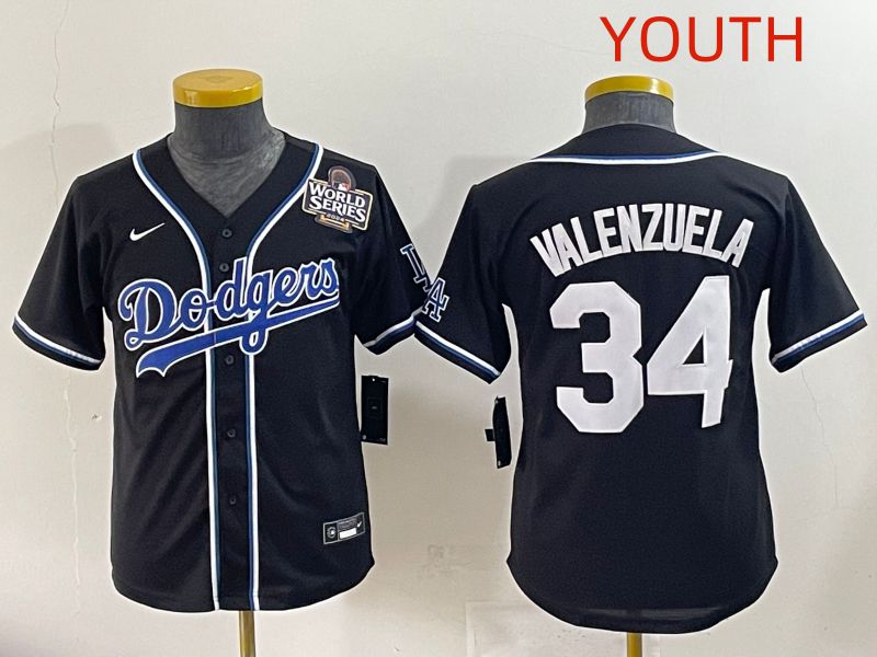 Youth 2025 Los Angeles Dodgers #34 Valenzuela Black Three generations Fashion Nike MLB Jersey style 8->youth mlb jersey->Youth Jersey